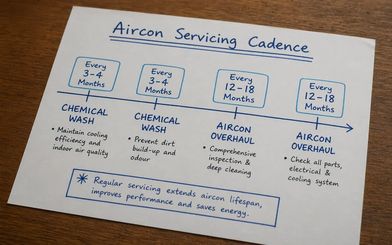 Chemical wash cadence timeline for Singapore households