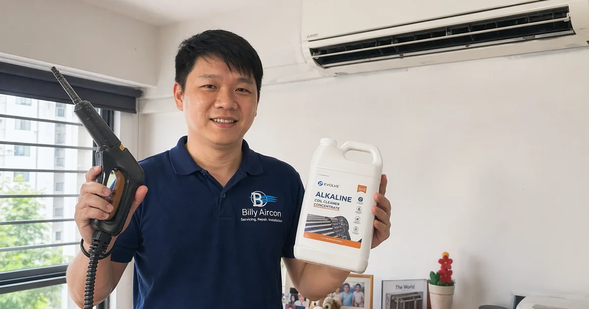 Side-by-side aircon steam cleaner vs chemical detergent comparison