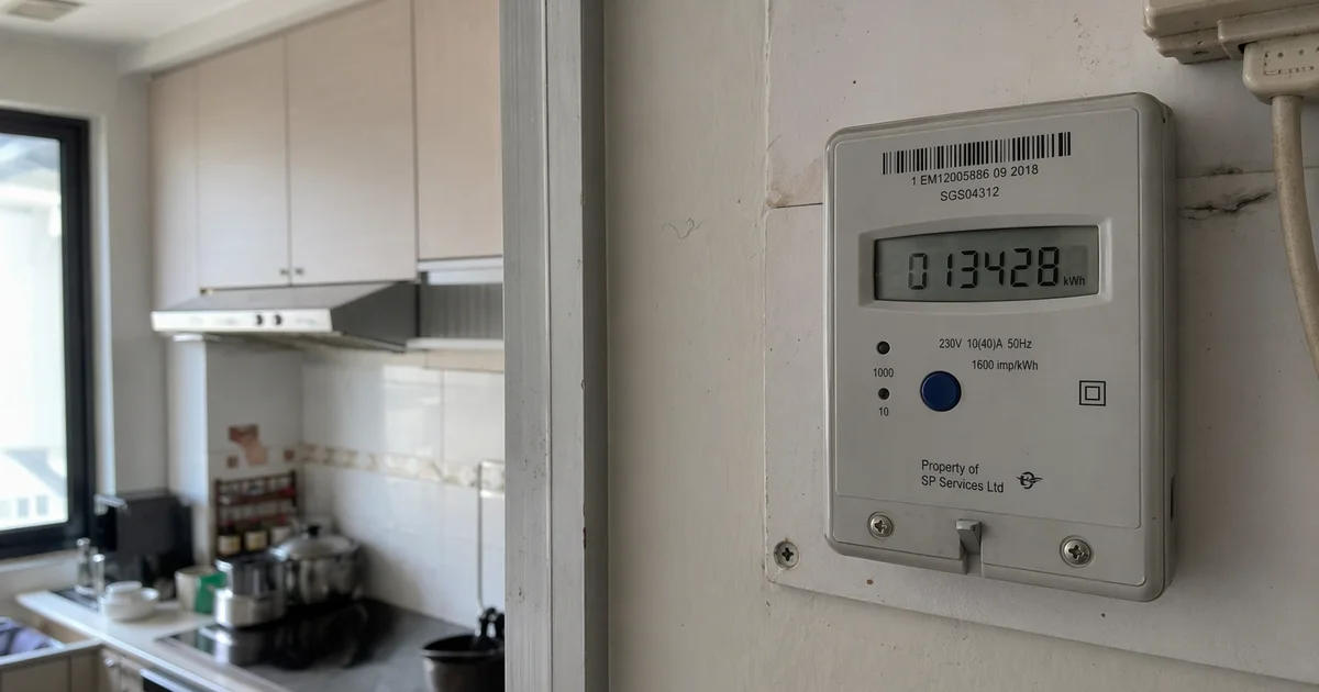 Singapore HDB electricity meter showing digital reading